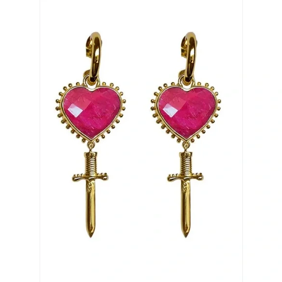 Australia Luxe Collective Red Heart Ruby Earrings